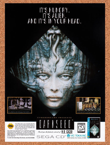 1995 Darkseed Sega CD Original Advertisement / Retro Wall Art v1