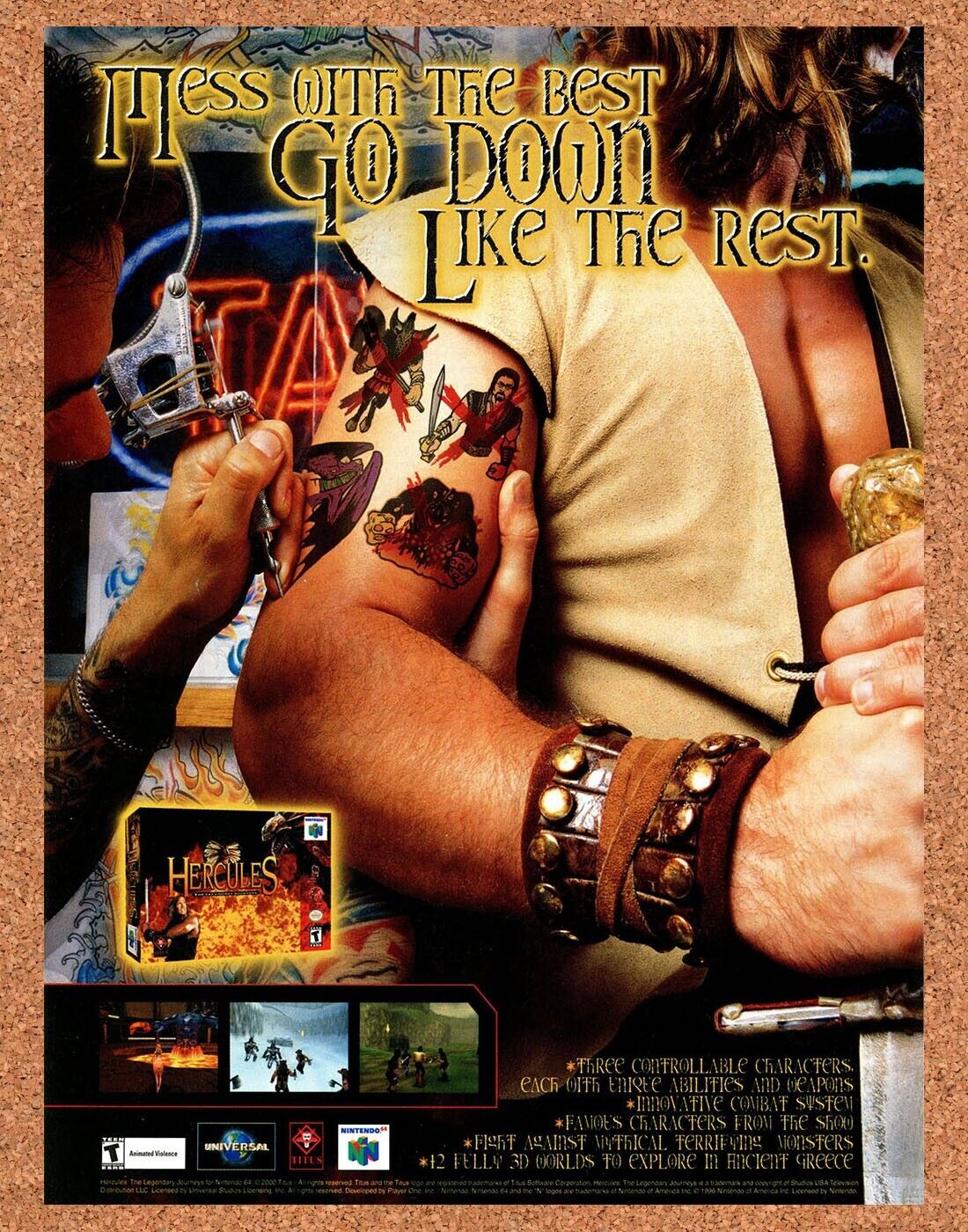 Hercules N64 Original 2003 Print Ad Authentic Nintendo Video Game Promo