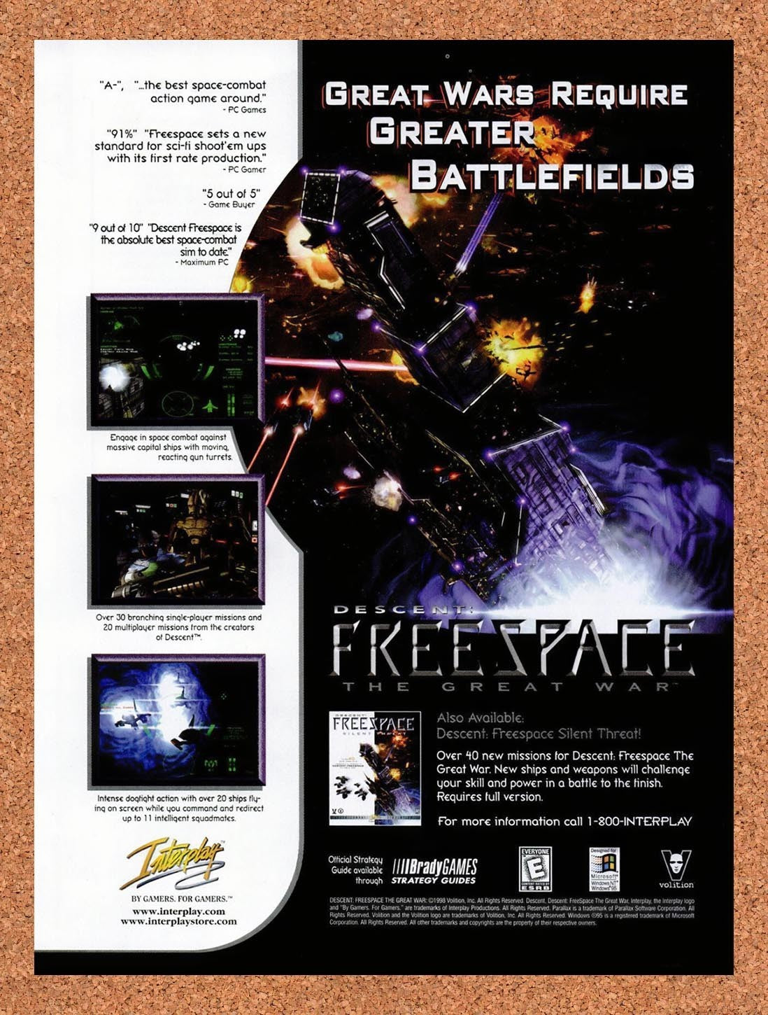 1998 Descent FreeSpace The Great War PC Original Advertisement / Retro Promo v2