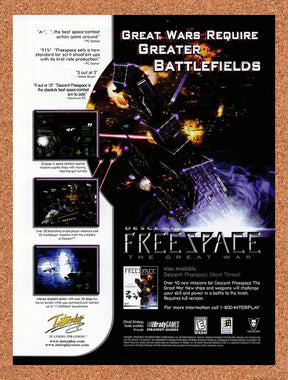1998 Descent FreeSpace The Great War PC Original Advertisement / Retro Promo v2