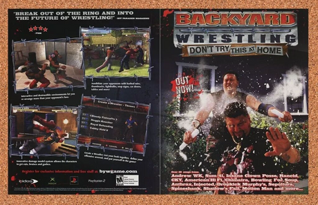 Backyard Wrestling PS2 Original 2005 Ad Authentic Eidos Video Game Promo v2