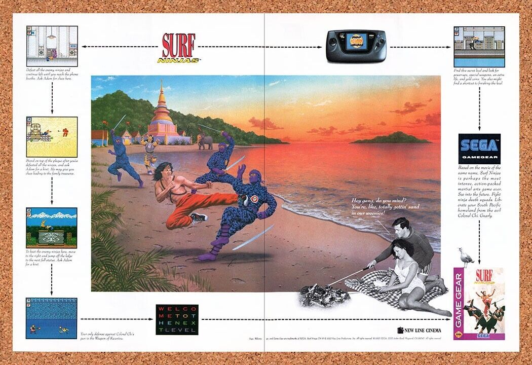 1992 Surf Ninjas Game Gear Original Advertisement / Retro Wall Art v3