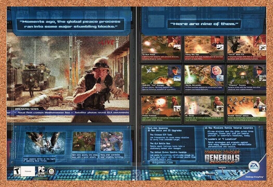 Command And Conquer PC Generals Zero Hour Original 2004 Ad Authentic Game Promo