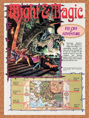 Might And Magic NES Original 1990 Ad Authentic Nintendo Video Game Promo