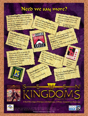 1998 Seven Kingdoms Need We Say More. Ad Original Advertisement / Retro Promo v4