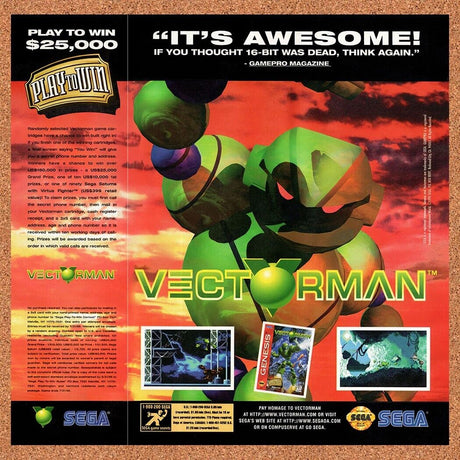1995 Vectorman Sweepstakes Original Advertisement / Retro Wall Art v1