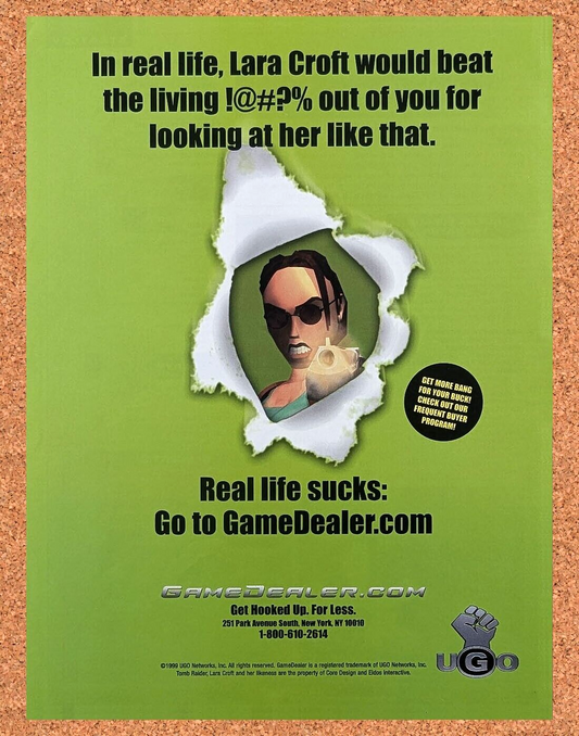 Tomb Raider PC Original 1998 Ad Authentic Game Dealer Trade Video Game Promo