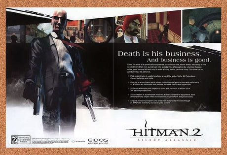 Hitman 2 PC Silent Assassin Original 2004 Ad Authentic Video Game Promo v1