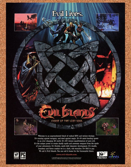 Evil Islands PC Original 2001 Ad Authentic Strategy RPG Video Game Promo
