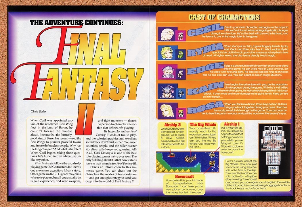 1992 Final Fantasy II SNES Original Advertisement / Retro Promo v2