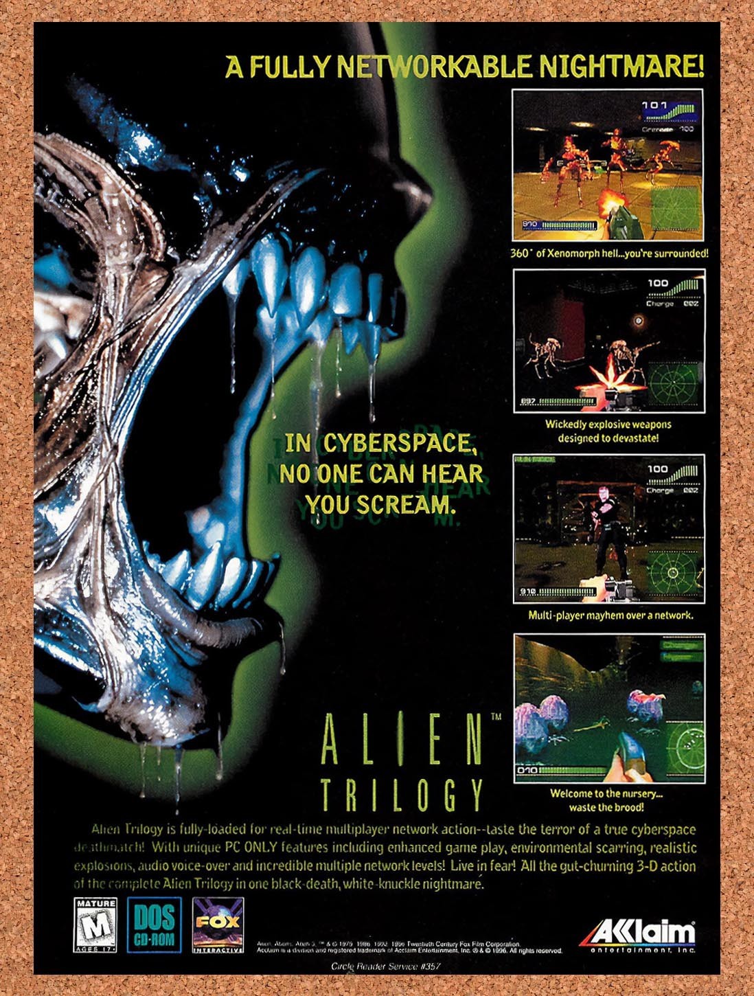1996 Alien Trilogy MS-DOS Original Advertisement / Retro Promo v3