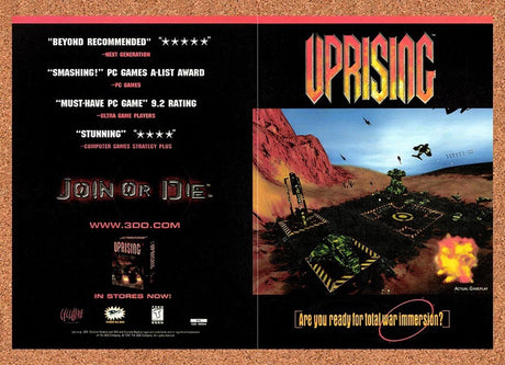 1998 Uprising Join Or Die PC Original Advertisement / Retro Promo v2