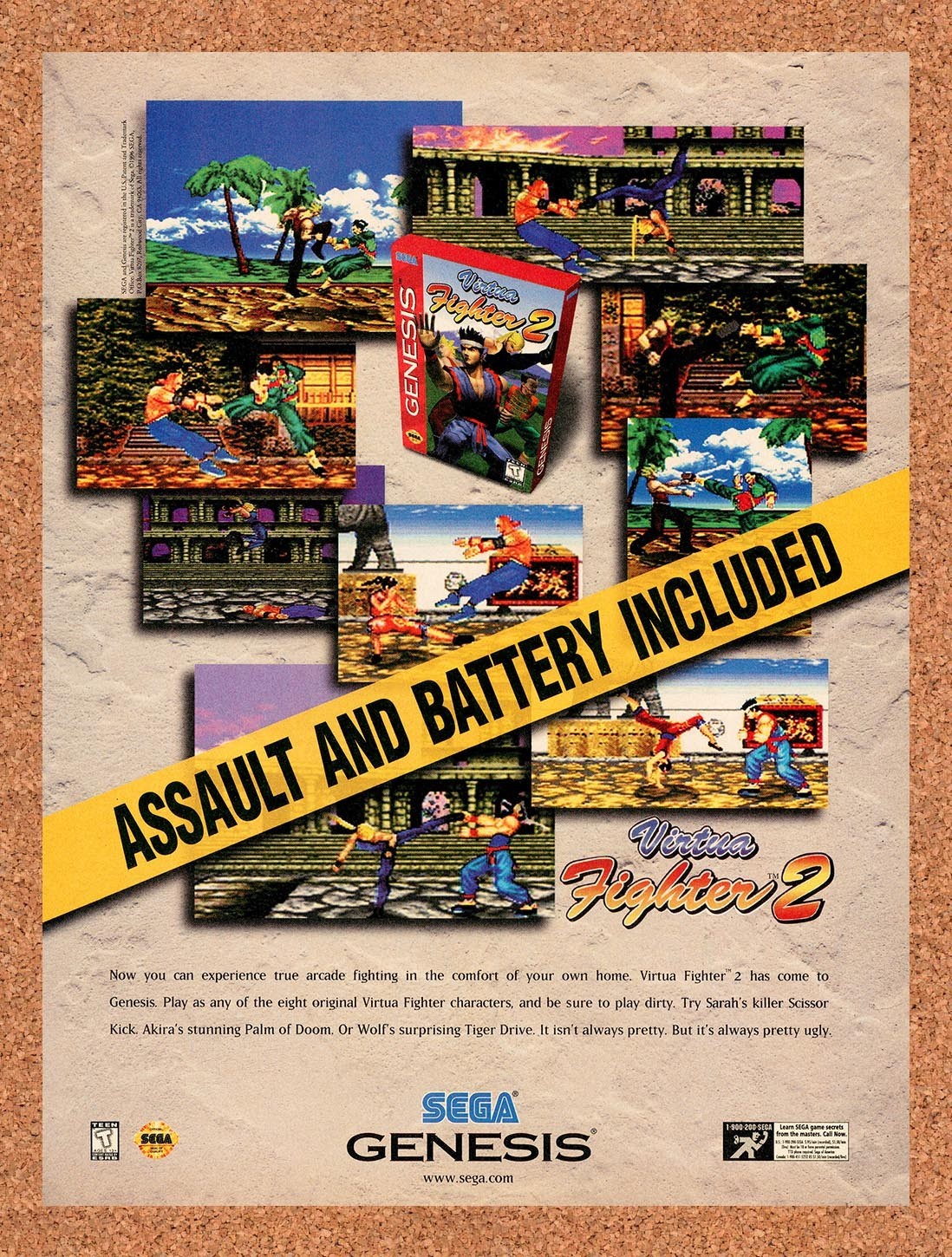 1997 Virtua Fighter 2 Genesis Original Advertisement / Retro Promo v1