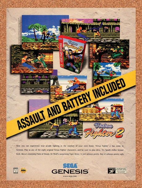1997 Virtua Fighter 2 Genesis Original Advertisement / Retro Promo v1