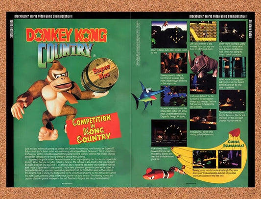 1994 Donkey Kong Country Blockbuster Video Game Championships II Original Ad v5