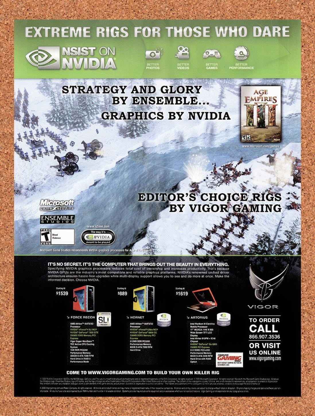 2006 Age Of Empires III Vigor Gaming Rigs nVidia Original Ad / Promo v3