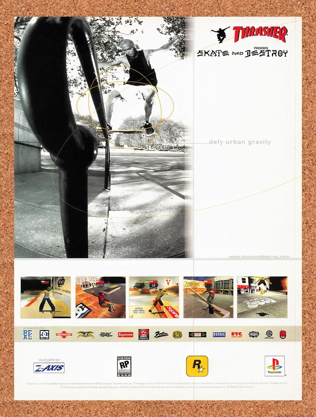1999 Thrasher Skate And Destroy PS1 Original Advertisement / Retro Promo v2