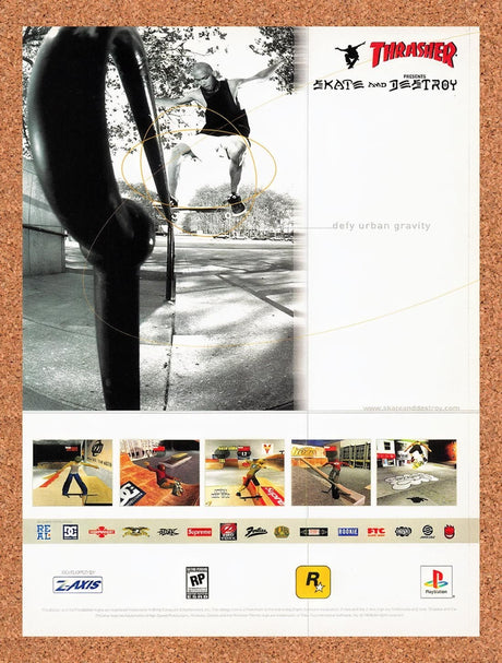 1999 Thrasher Skate And Destroy PS1 Original Advertisement / Retro Promo v2