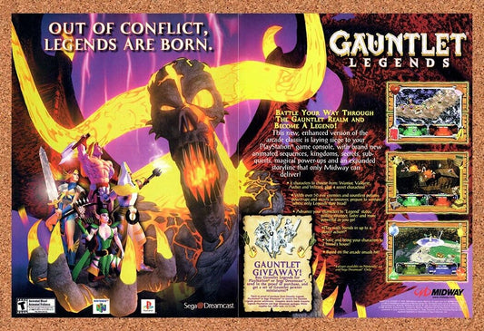 Gauntlet Legends N64 Original 1999 Vintage Ad - Video Game Promo