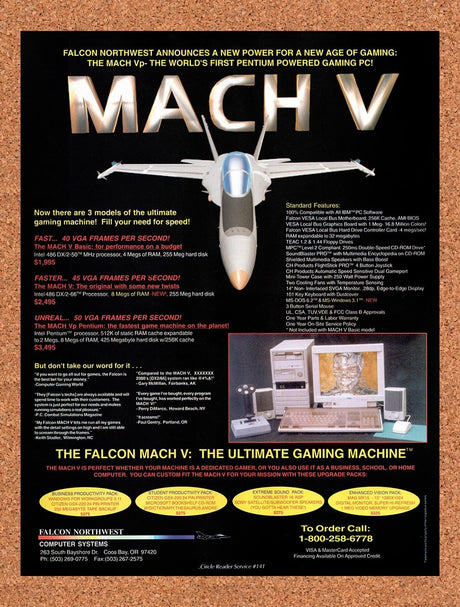 1994 Falcon Northwest Mach V High FPS Systems Original Ad / Retro Wall Art v11