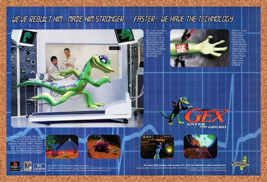 1996 Gex Enter The Gecko PS1 Original Advertisement / Retro Wall Art v4