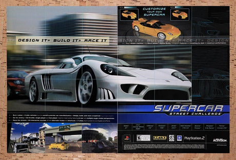 2001 Supercar Street Challenge PS2 Original Advertisement / Retro Wall Art v1