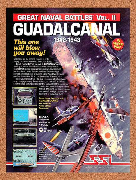1994 Great Naval Battles Vol II Guadalcanal PC Original Advertisement / Promo v1