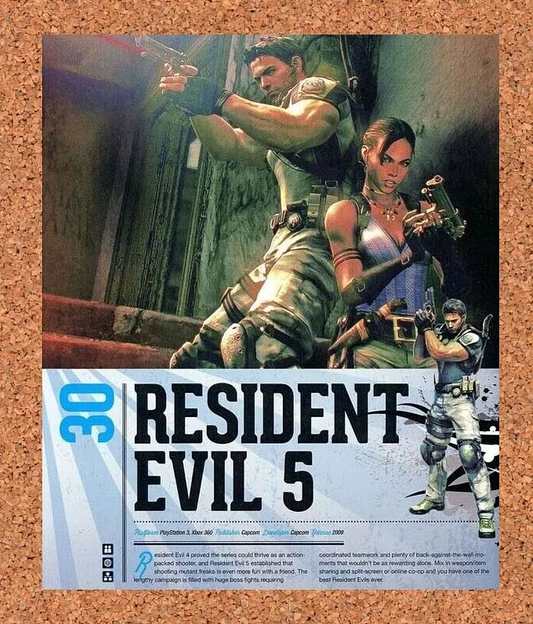 Resident Evil 5 PS3 Original 2008 Ad Authentic Xbox 360 Video Game Promo Art 250