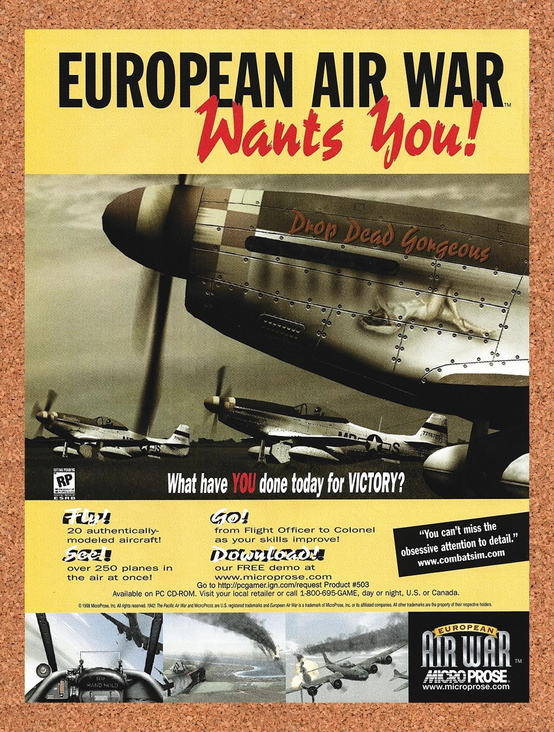 1998 European Air War PC Original Advertisement / Retro Promo v1