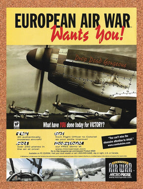 1998 European Air War PC Original Advertisement / Retro Promo v1
