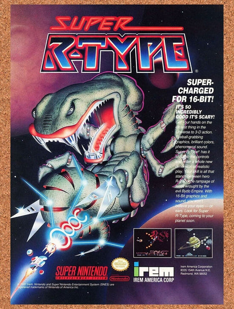 Super R-Type SNES Original 1993 Ad Authentic Nintendo Video Game Promo