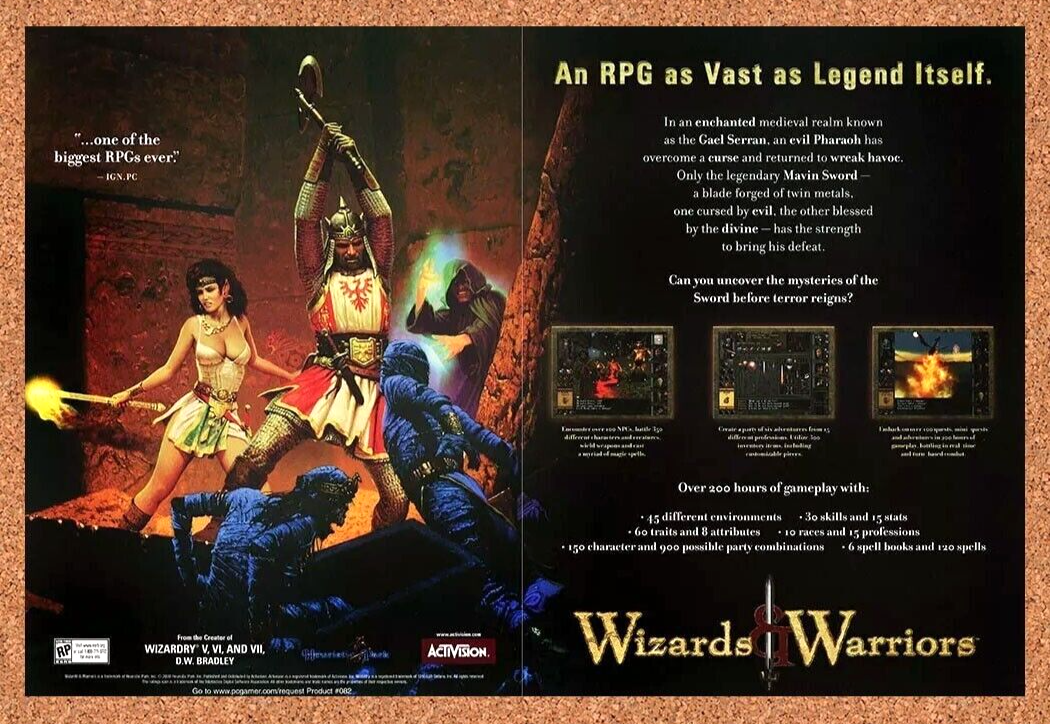 Wizards And Warriors PC Original 2002 Ad Authentic Retro RPG Video Game Promo v1