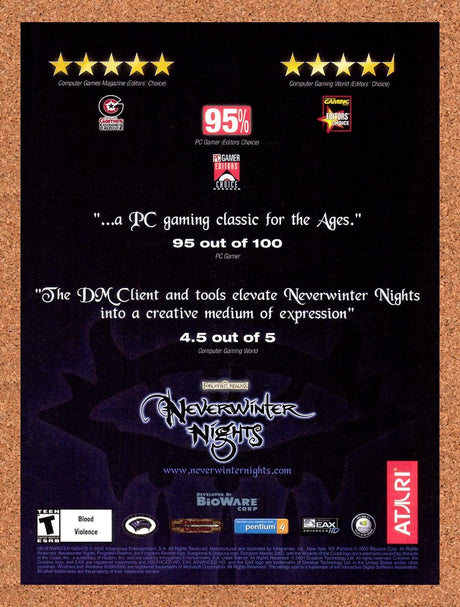 2002 Neverwinter Nights 1 PC Original Advertisement / Retro Wall Art v4