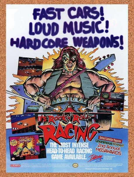 Rock N Roll Racing SNES Original 1995 Ad Authentic Video Game Promo v1
