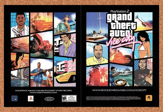 Grand Theft Auto 3 Vice City PS2 Original 2003 Vintage Ad - Video Game Promo