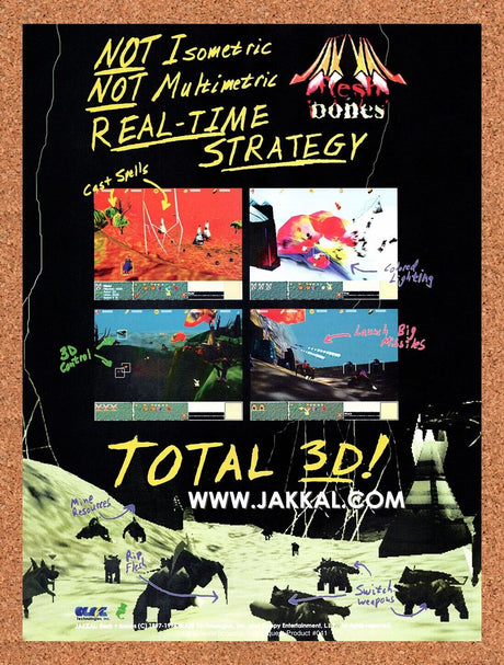 1998 Jackal Flesh And Bones PC Original Advertisement / Retro Wall Art v1