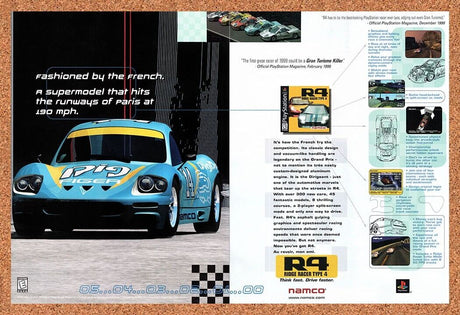1999 Ridge Racer Type 4 PS1 Original Advertisement / Retro Wall Art v1