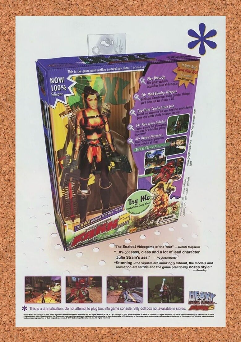 Heavy Metal Fakk 2 PC Original 2002 Ad Authentic Cyberpunk Video Game Promo