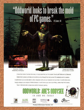 1998 Oddworld Abe's Oddysee PC Original Advertisement / Retro Promo v5