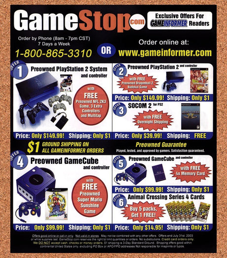 2003 GameStop Pre-Owned Consoles Original Advertisement / Retro Promo v6