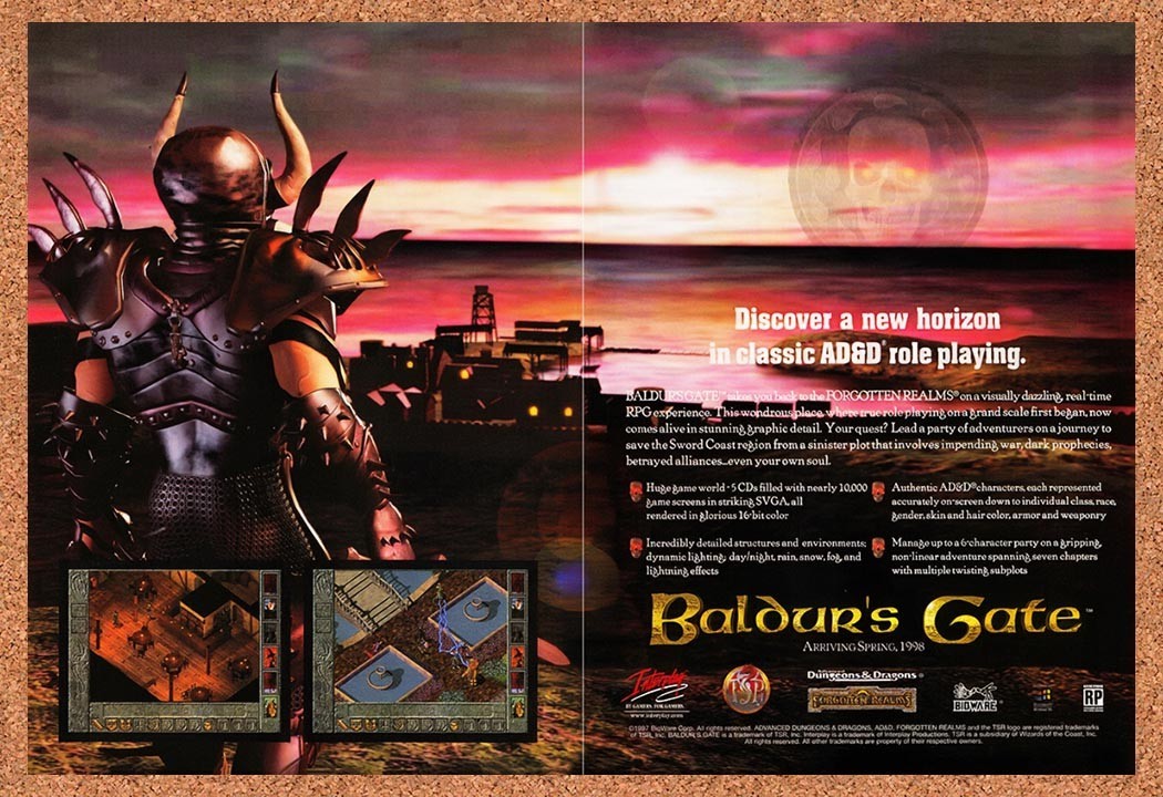 1998 Baldur's Gate PC Original Advertisement / Retro Promo v4