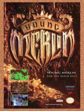 1994 Young Merlin SNES Original Advertisement / Retro Wall Art v2