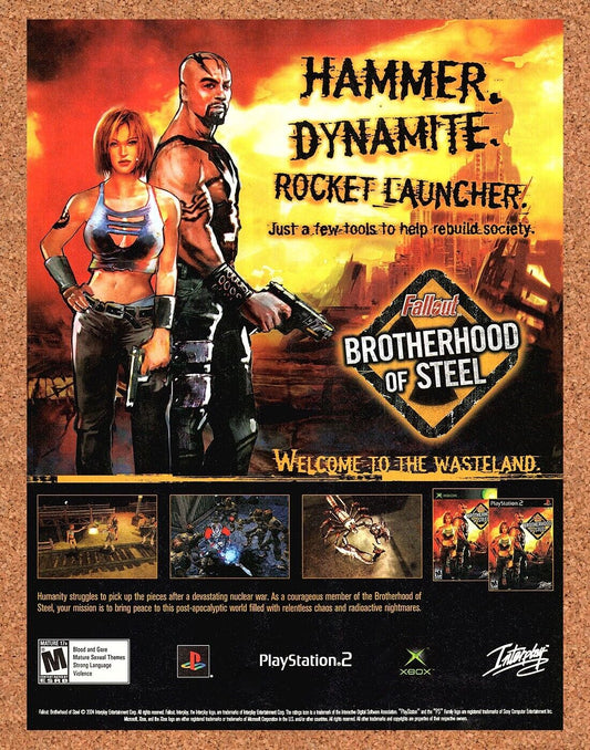 Fallout Brotherhood Of Steel PS2 Original 2003 Ad Authentic Video Game Promo