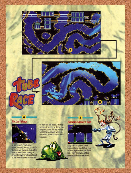1995 Earthworm Jim Tube Race Map Original Advertisement / Retro Wall Art v17