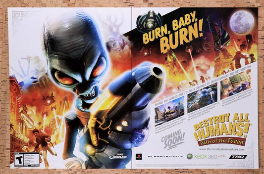 2007 Destroy All Humans Path Of The Furon Xbox 360 Original Ad / Wall Art v1