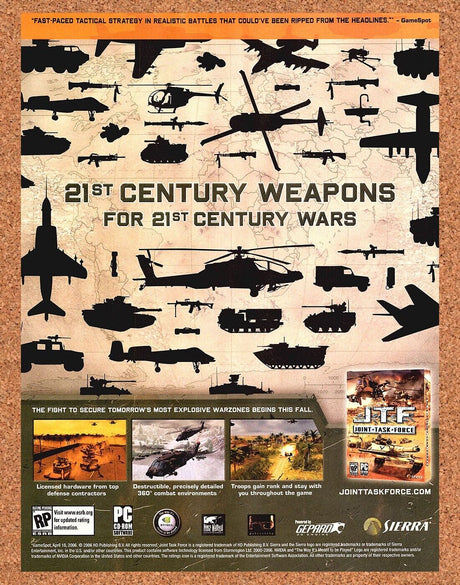 JTF Joint Task Force PC Original 2006 Ad Authentic Sierra Video Game Art Promo