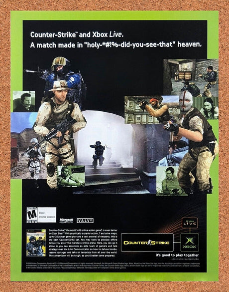 Counter-Strike Xbox Original 2003 Ad Authentic Valve FPS Video Game Promo