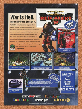 Red Alert 2 PC Original 2002 Ad Authentic FuncoLand GameStop Video Game Promo
