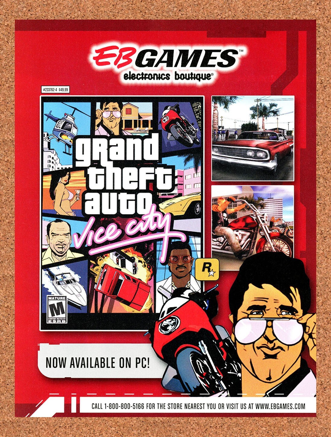 2003 Grand Theft Auto Vice City EB Games Original Ad / Retro Wall Art v3