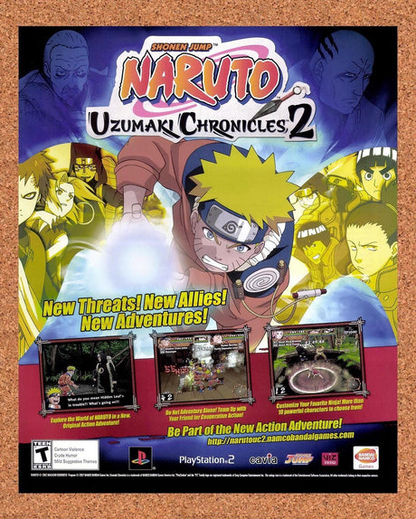2007 Naruto Uzumaki Chronicles 2 PS2 Original Advertisement / Retro Promo v1
